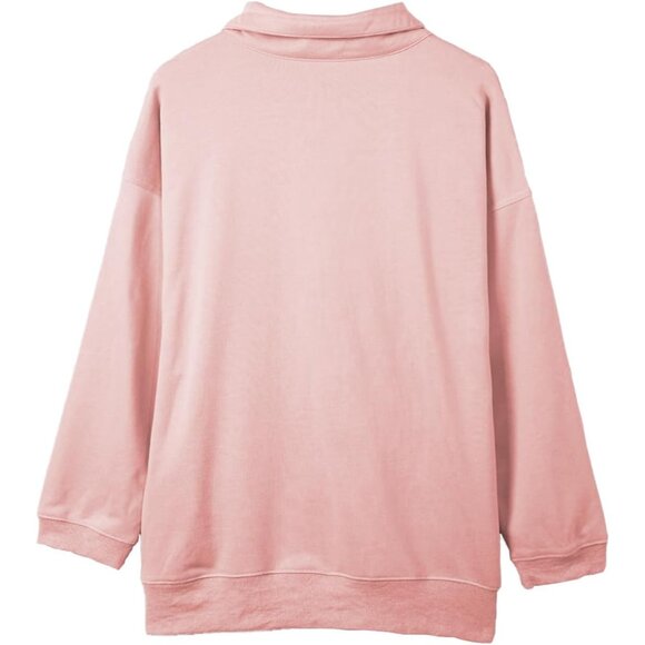 Plus-Size Sweatshirts Women Oversized Half Zip Long Sleeve Casual Pullover - Picture 2 of 5